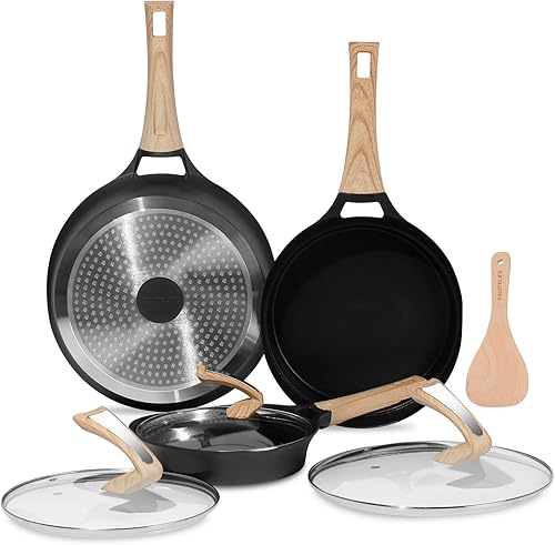 Miniatura 9 de ESLITE LIFE Sartén antiadherente profunda con tapa, revestimiento de granito saludable, sartén para tortilla de huevo, utensilios de cocina de