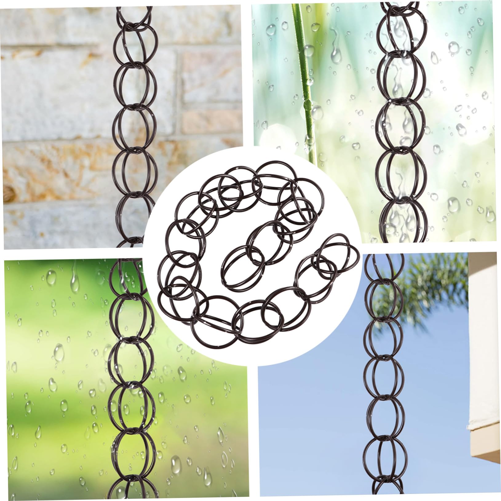 Chaîne de Pluie Décorative pour Villa Chaîne Écoulement Eau de Toiture Résistante Corrosion Alternative Aux Gouttières Effet Sonore Apaisant