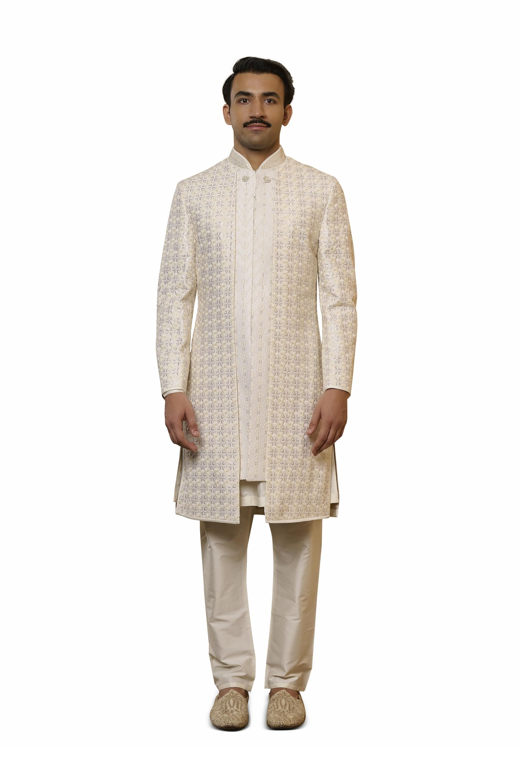 tasva Ivory Dori And Zardozi Embroidered Sherwani-picture-25