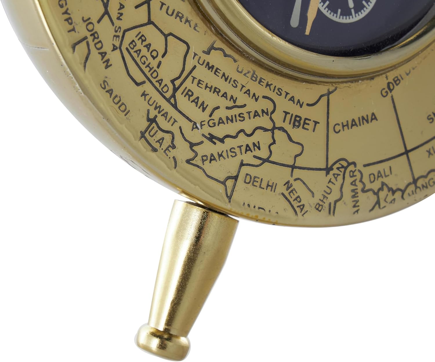 Deco 79 Stainless Steel Metal World Map Small Dome Clock with Black Clockface, 6" x 4" x 6", Gold