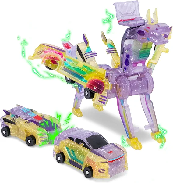 Hjhyqex 2-in-1 Transformation Dinosaur Car Toy - Magnetic Collision Robot Cars for Kids | Fun Collision Transformation Toy for Boys & Girls | Perfect Birthday & Christmas Party Gift