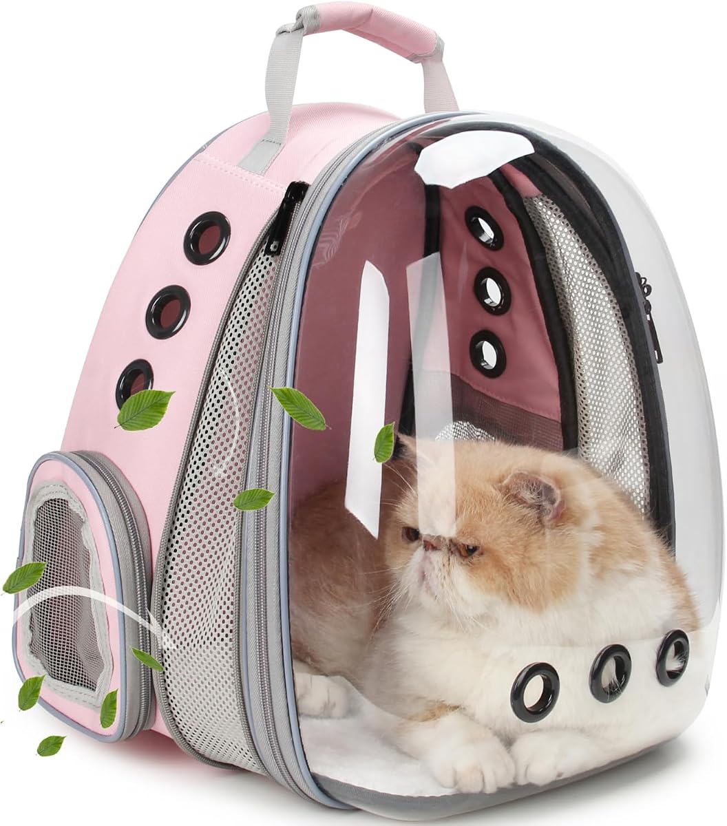 Lollimeow Cat Carrier Backpack, Expandable Bubble Pet Carrier for Cats and Small Dogs, Airline Approved Travel Backpack for Hiking, Walking & Outdoor Adventures - Supports up to 16 lbs