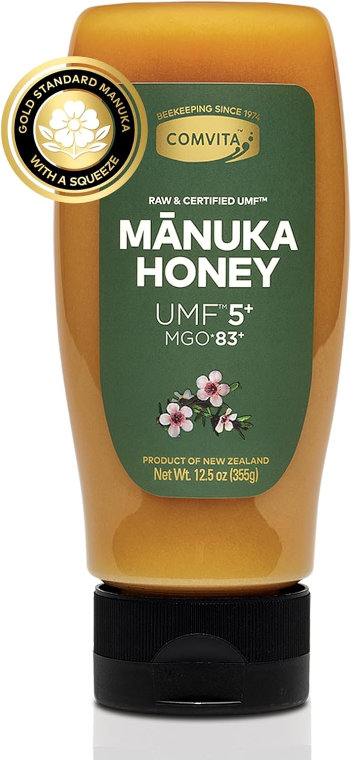 Comvita Manuka Honey UMF 5+ (MGO 83+) - Raw Manuka Honey New Zealand, Pure Unpasteurized Honey, Superfood for Immune Health, Use in Tea, Wild, Monofloral, Non-GMO - Squeeze Bottle, 12.5 oz (355g)