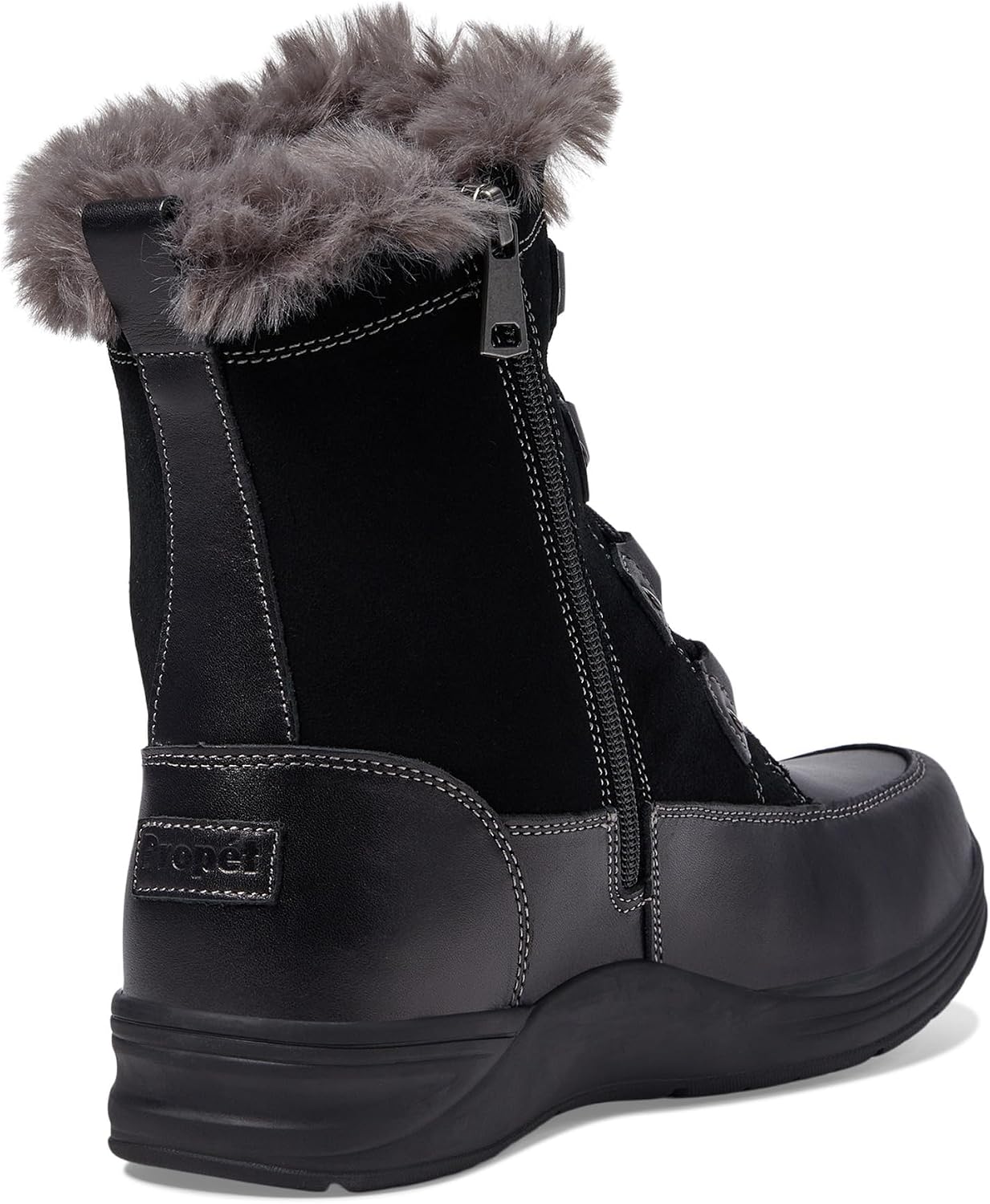 Propet Womens Dulcie Zippered Winter Casual Boots Ankle Low Heel 1-2" - Black