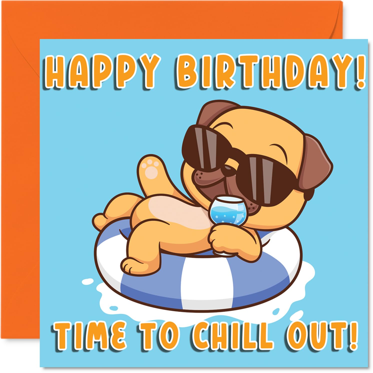 Cute Pug Birthday Card for Boys Girls - Vacation Holiday Animals - Happy Birthday Card for Brother Grandson Niece Nephew, 145mm Bday Greeting Cards