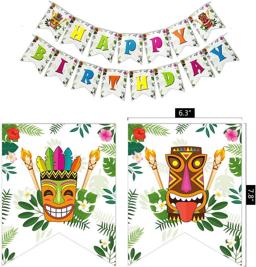 WERNNSAI Hawaiian Aloha Party Supplies Set - Luau Tropical Tiki Summer Pool Birthday Party Decorations Birthday Banner Balloons Cutlery Bag Table Cover Plates Cups Napkins Straws Utensils 16 Guests : Toys & Games