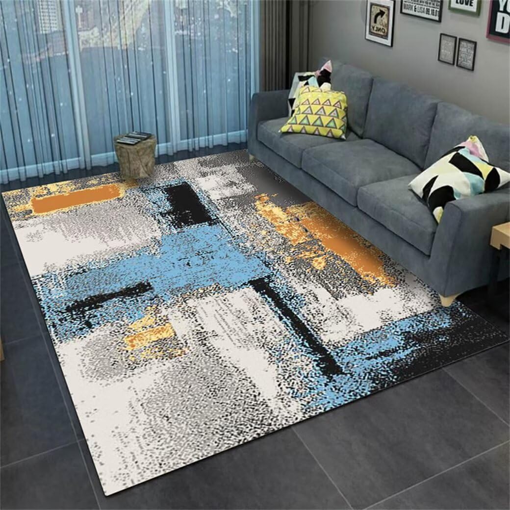 Tapis anti-taches bleu 70x120cm idéal pour restaurant et enfants