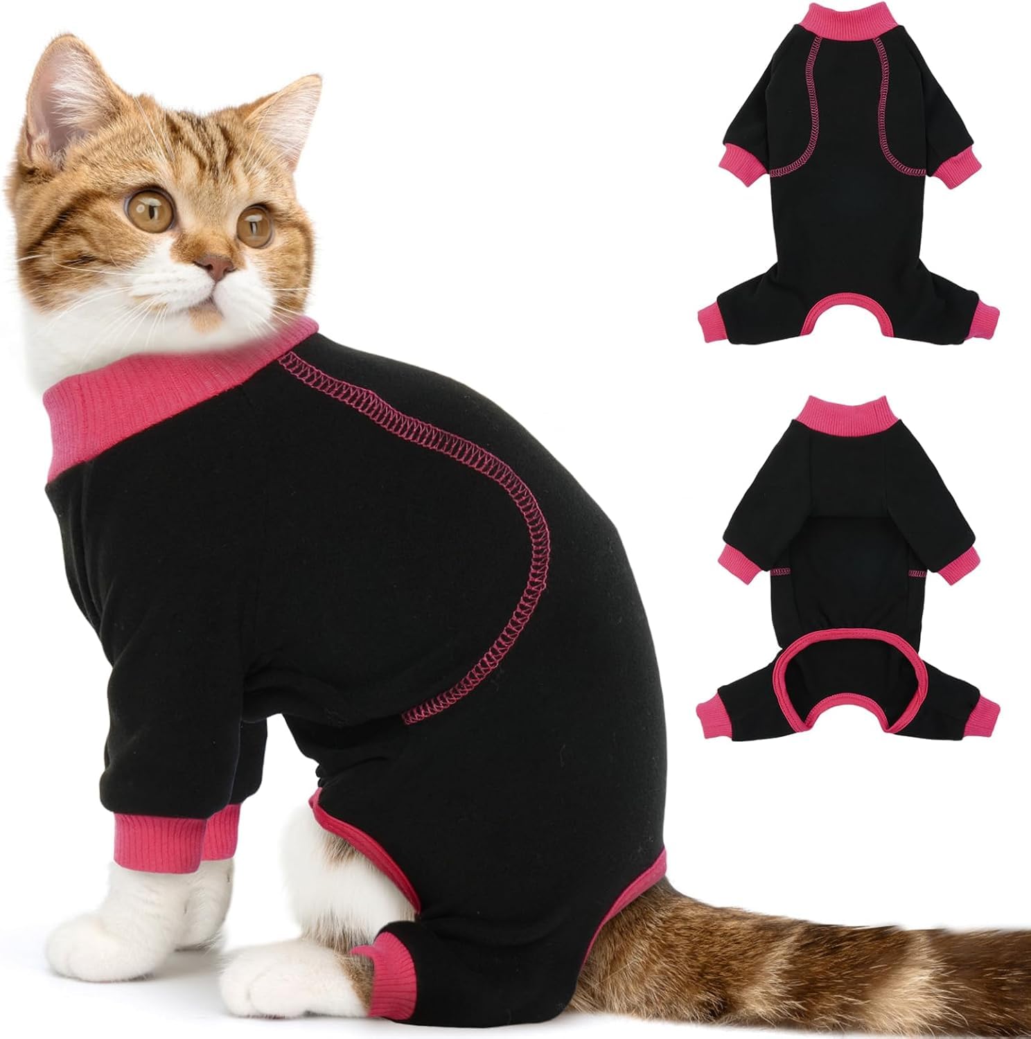 DENTRUN Cat Surgery Recovery Suit Cat Post Surgery Suit Cat Clothes for Cats Only Kitten Clothes Cat Onesie Cat Outfit E-Collar Alternative Cat Jumpers Lost Hair Removable Breathable