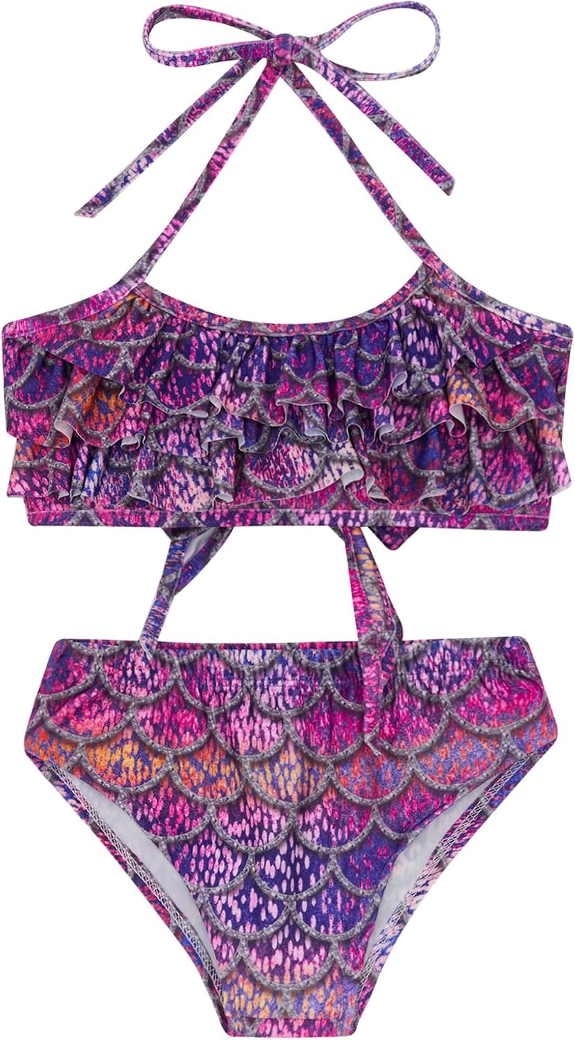 Hansber Kids Girls Rash Guard Swimwear Tankini Set Beach Sport Halter Bikini 2-Piece Swimsuit Bathing Suit