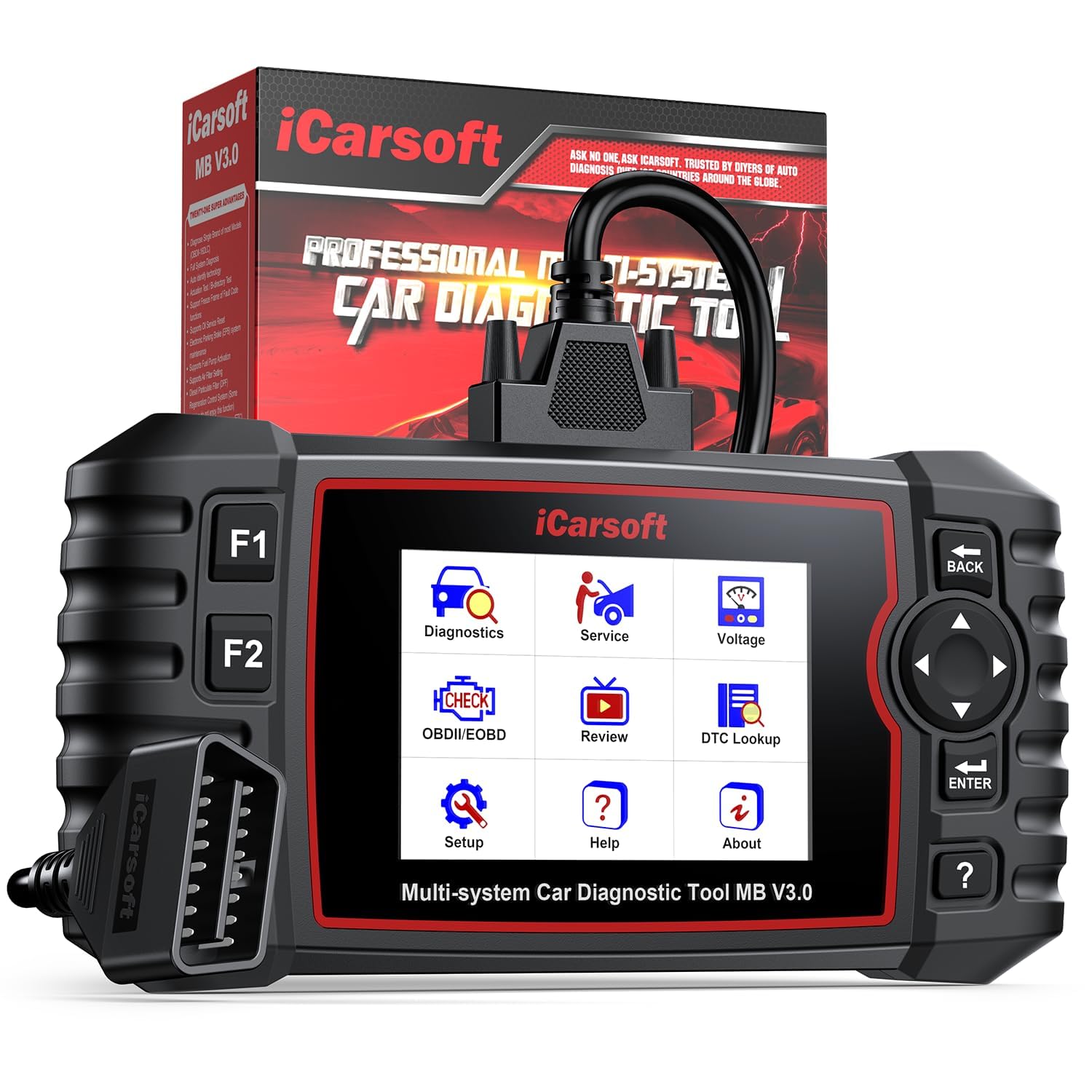 iCarsoft MB V3.0 Herramienta de Diagnóstico Profesional para Mercedes-Benz – Funciones de Servicio Avanzadas, Datos en Vivo y Gráficos, Escáner OBD2 Plug & Play