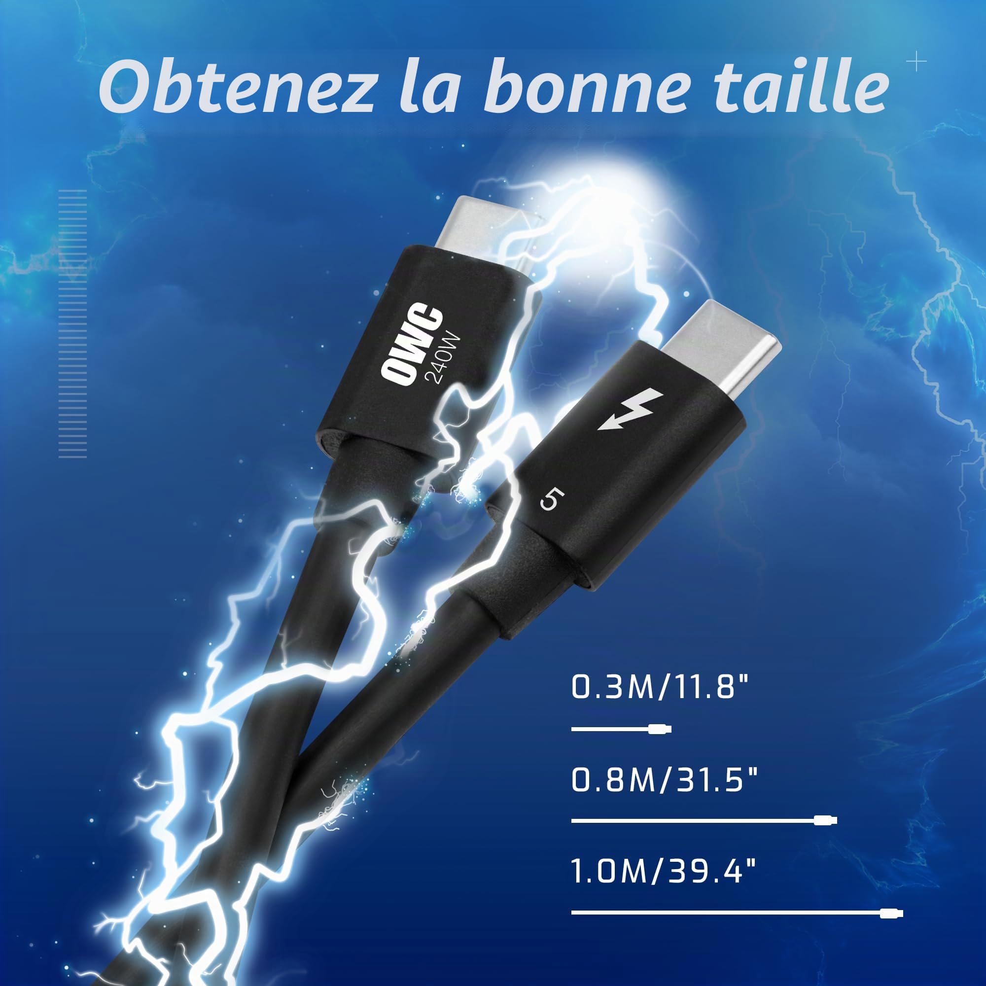 OWC Câble Thunderbolt 5/USB-C de 0,3 m