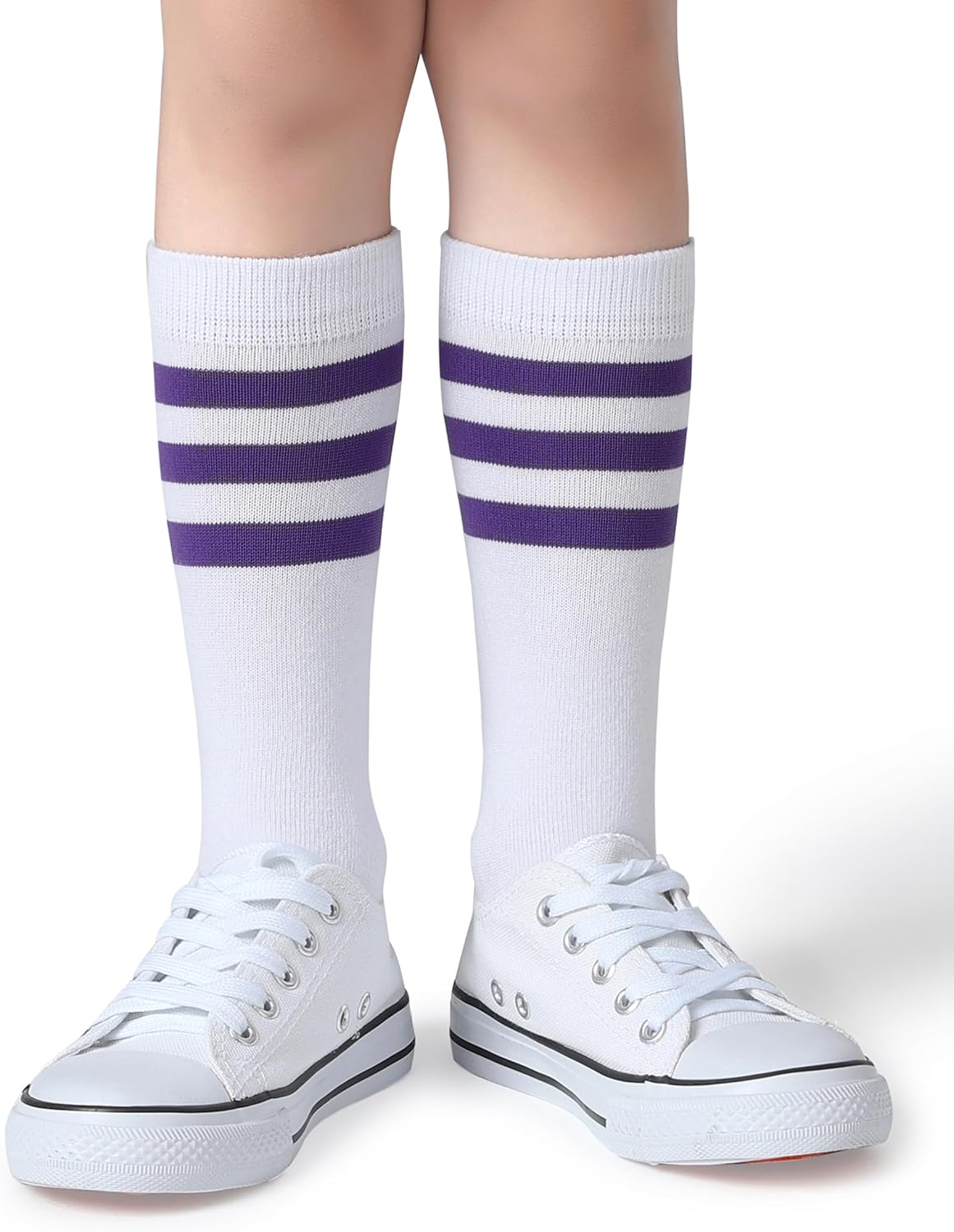 Pareberry Boys Girls Over the Calf Striped Tube Socks Cotton Soft Retro Athletics Socks for Kids Age 4-9 - Image 2