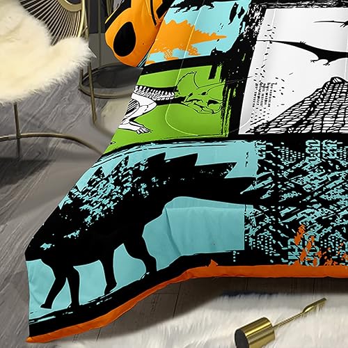 Miniatura 5 de Bodhi Juego de edredón para adolescentes tamaño Queen con fundas de almohada, juego de ropa de cama de dinosaurio