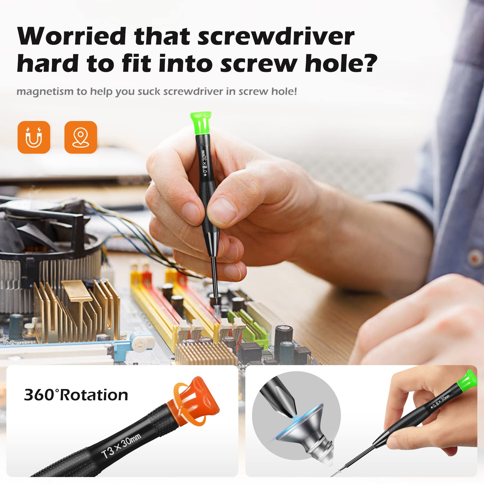 RealPlus 12 Pcs Repair Tool Kit, Small Magnetic Screwdriver Set and Opening Pry Tools - Image 4