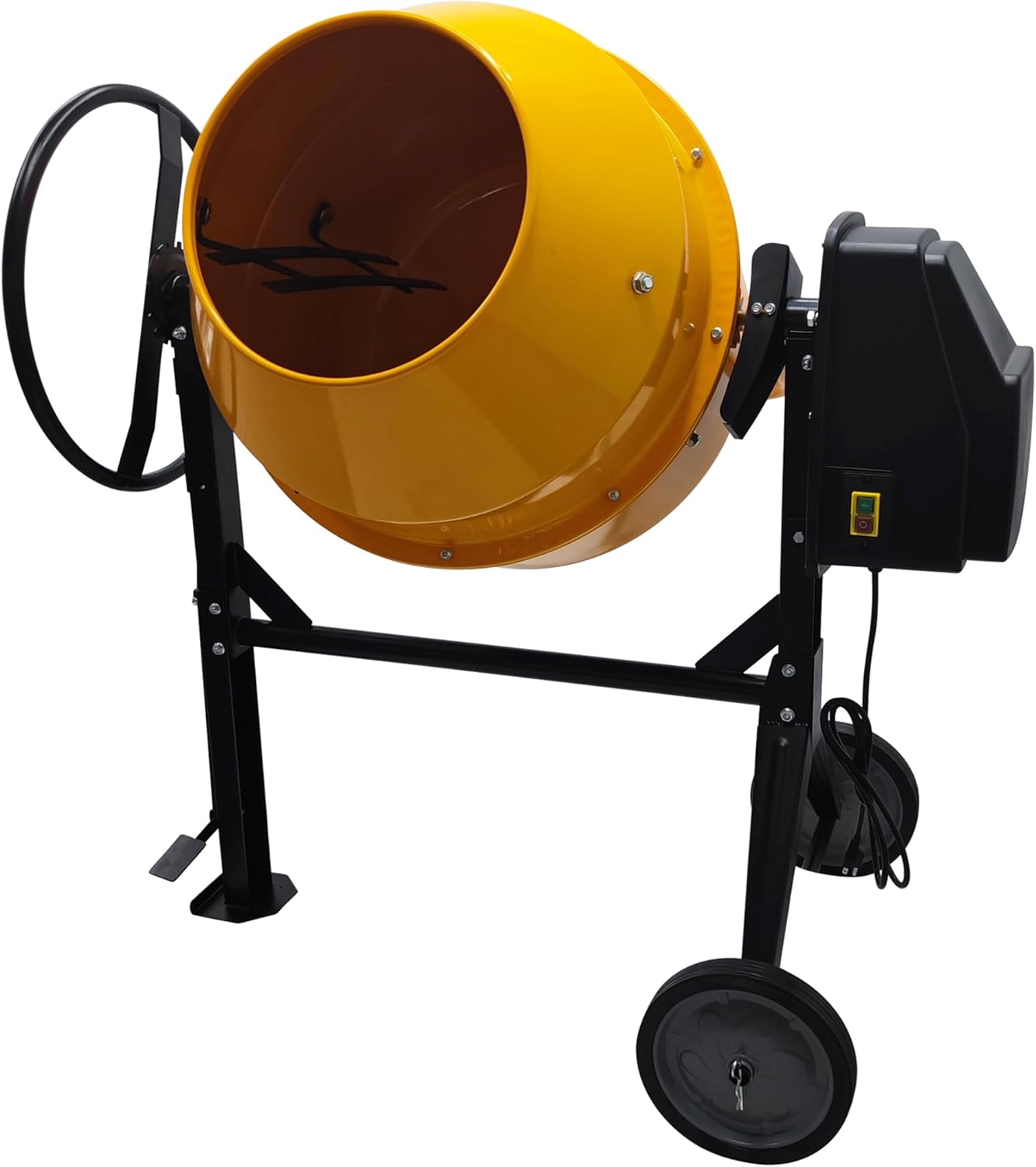 110V Electric Concrete Mortar Mixer 205L Portable Concrete Mixing Machine 1000W with Steel Drum for Mixing Sand Dry Powder Mortar Building Materials