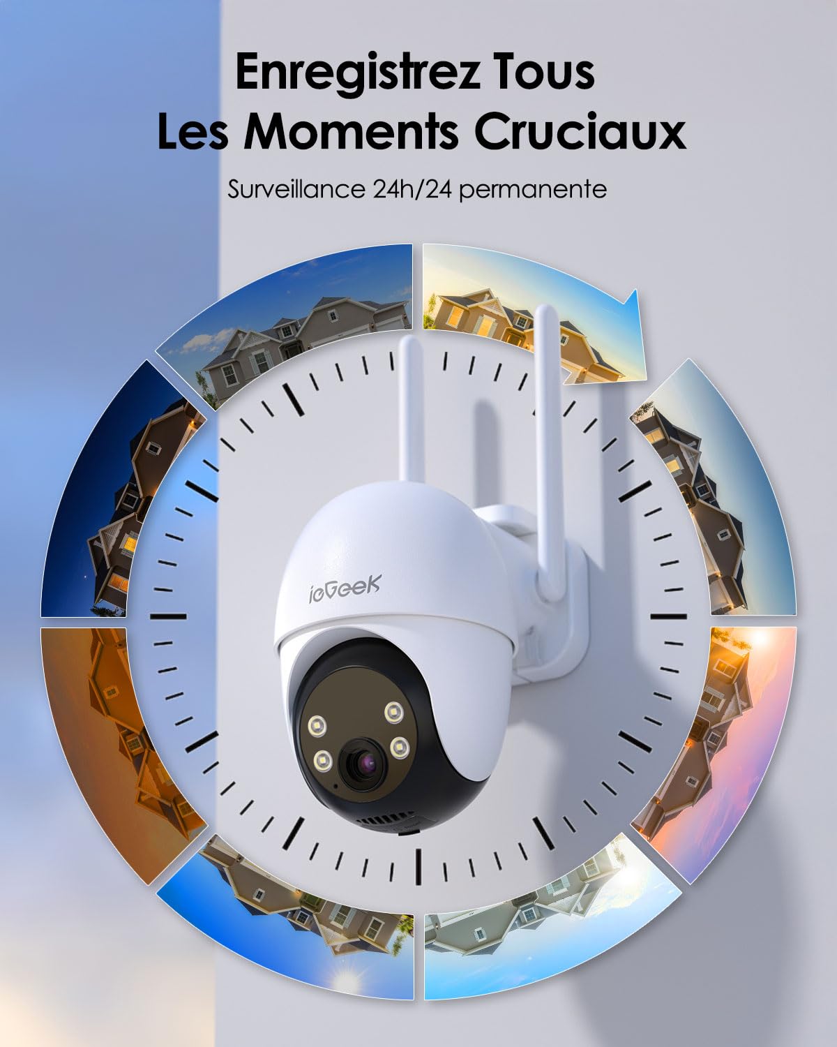 ieGeek 24/7 Enregistrement 4G AOV 2K Camera Surveillance Extérieur sans Fil | sans WiFi, eSIM intégrée, Batterie 10000mAh, Suivi Automatique, PTZ 360°, Détection Humaine 30m, Recharge par Panneau Solaire