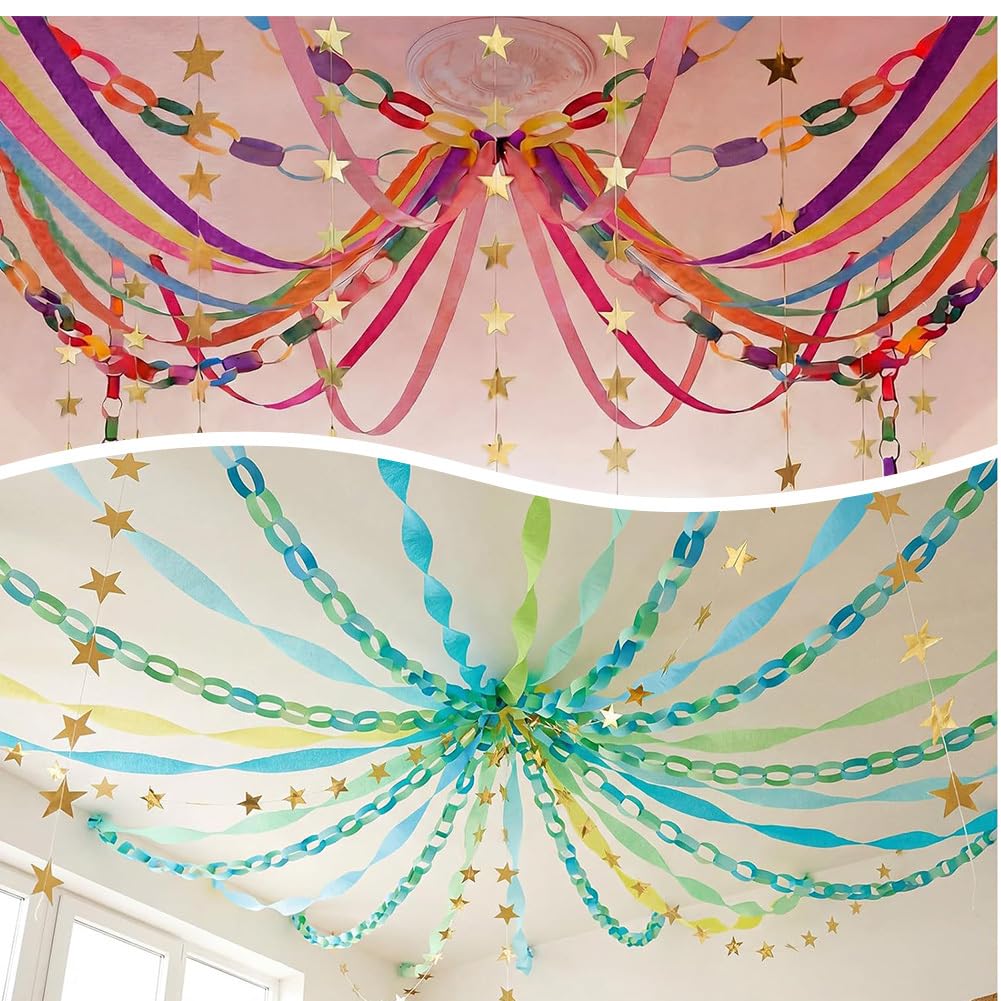 Krepppapier 22 rolle*25m Luftschlangen Kreppband Crepe Papier Kreppbänder | Krepppapier Girlanden zum Aufrollen, dekorative Party Kreppbänder,Hochzeit Dekorationspapier,mehrfarbige Festdekorationen