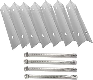 MixRBBQ Stainless Steel 7-Pack Heat Plates and 4-Pack Burner BBQ Replacement Part Kit for Napoleon Prestige 500 and Napole...