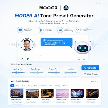 MOOER GE100Pro Li Guitar Multi-Effects Pedal with 3.5 inch screen, AI Tone Assistant, 240 Effect Types, Looper, Drum Machine, RGB Lighting, Mobile APP & PC Editing for Stage & Recording