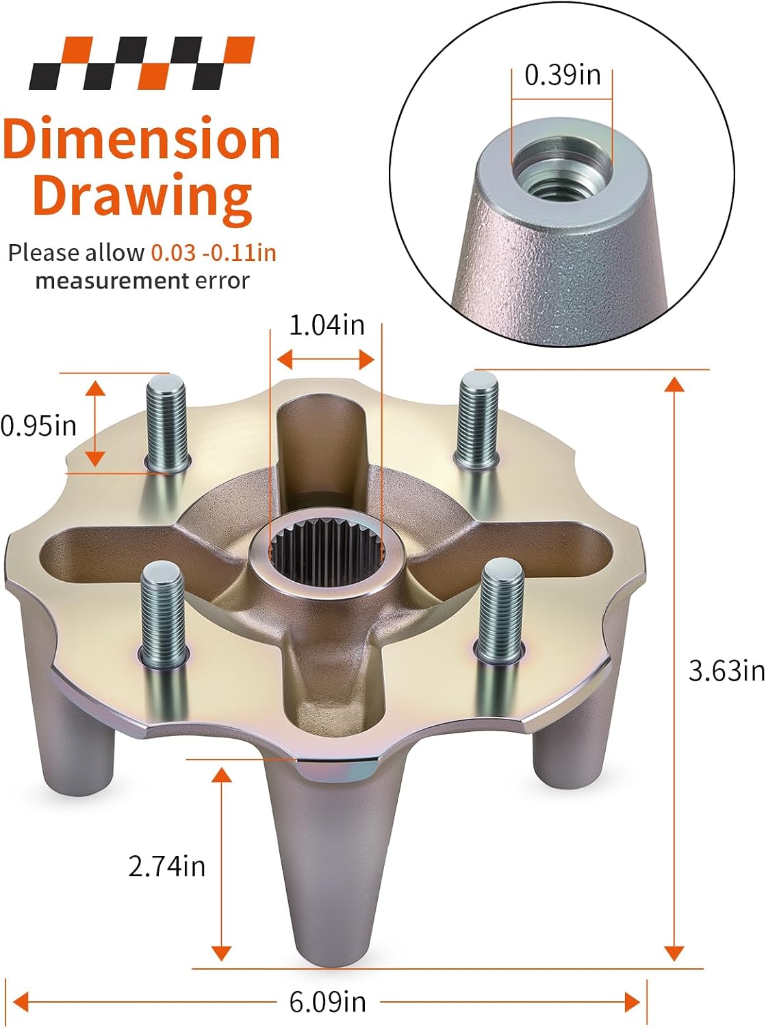 Rear Left Wheel Hub For Yamaha Kodiak 400 450 Grizzly 400 2005-2008 1D9-F5311-01-00