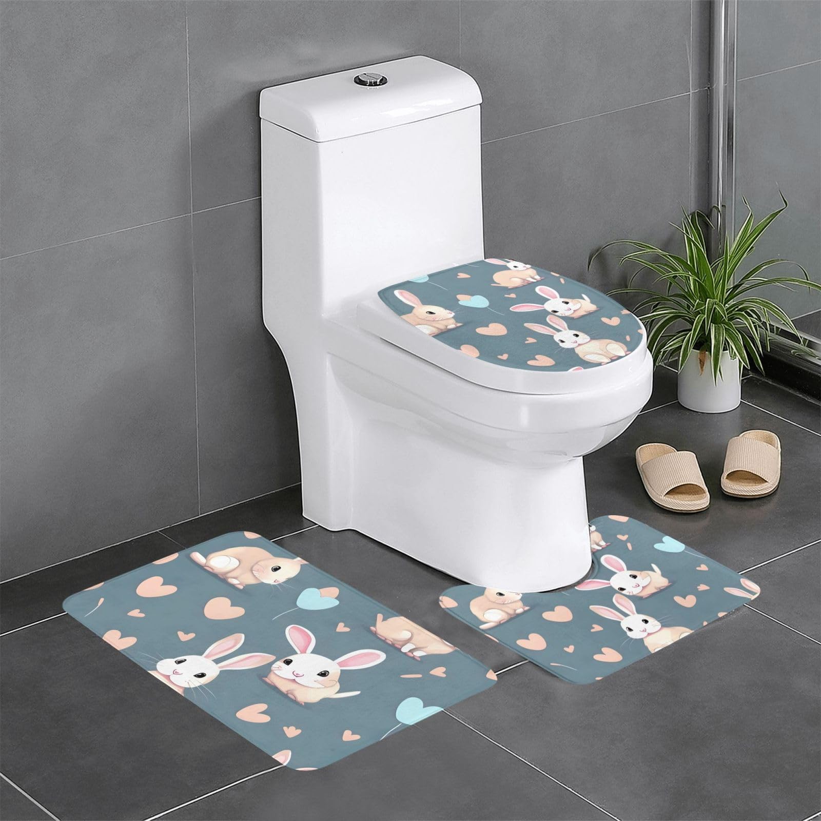Tapis de salle de bain antidérapant lot de 3 tapis de contour WC et tapis ovale