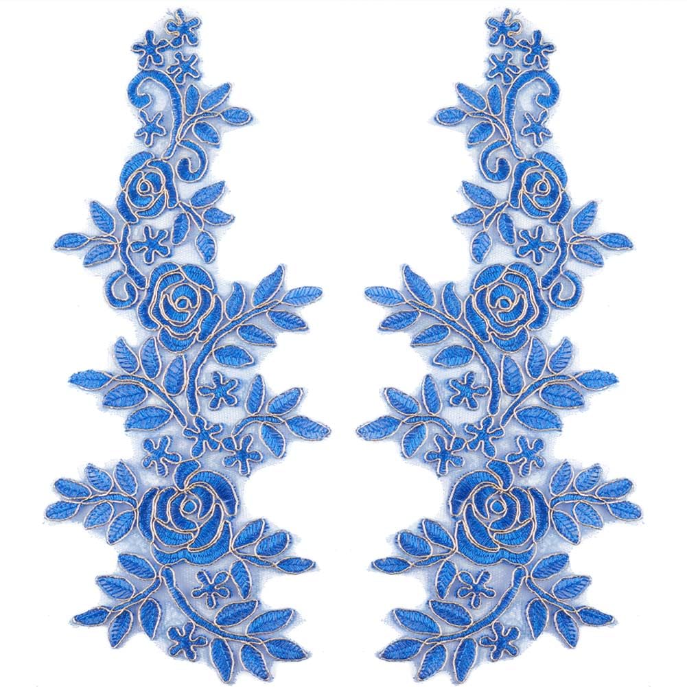 1 Paio Di Toppe Ricamate In Tessuto Per Colletto Con Scollo In - Foto 4