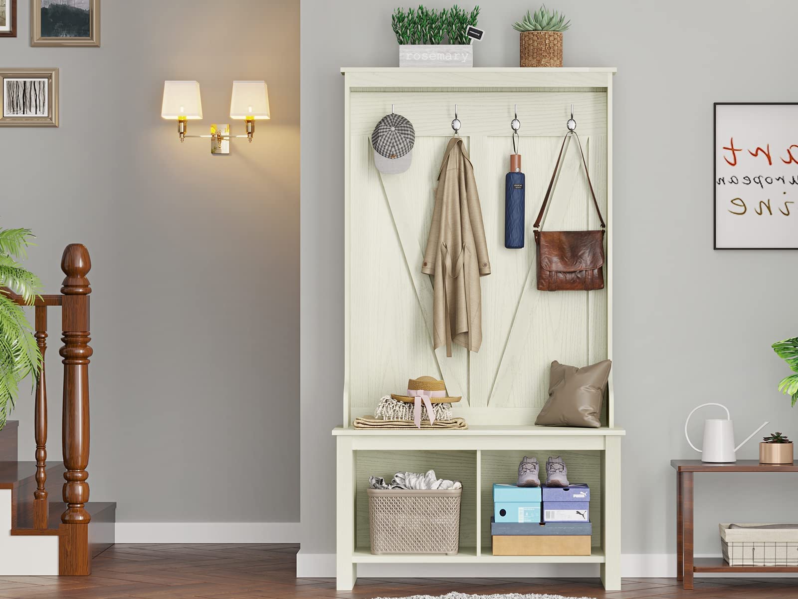 Buy Itaar Hall Tree with Storage Bench, Entryway Bench with Coat Rack