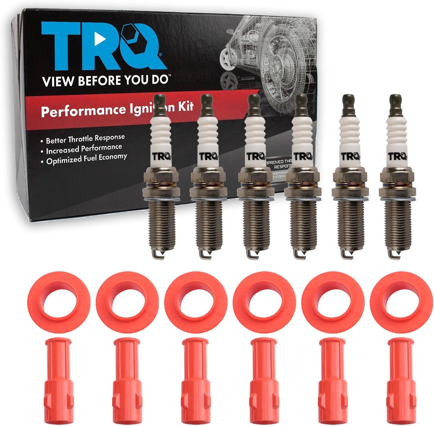 TRQ Ignition Coil and Spark Plug Kit 12 Piece Compatible with 2006-2009 Saab 9-3