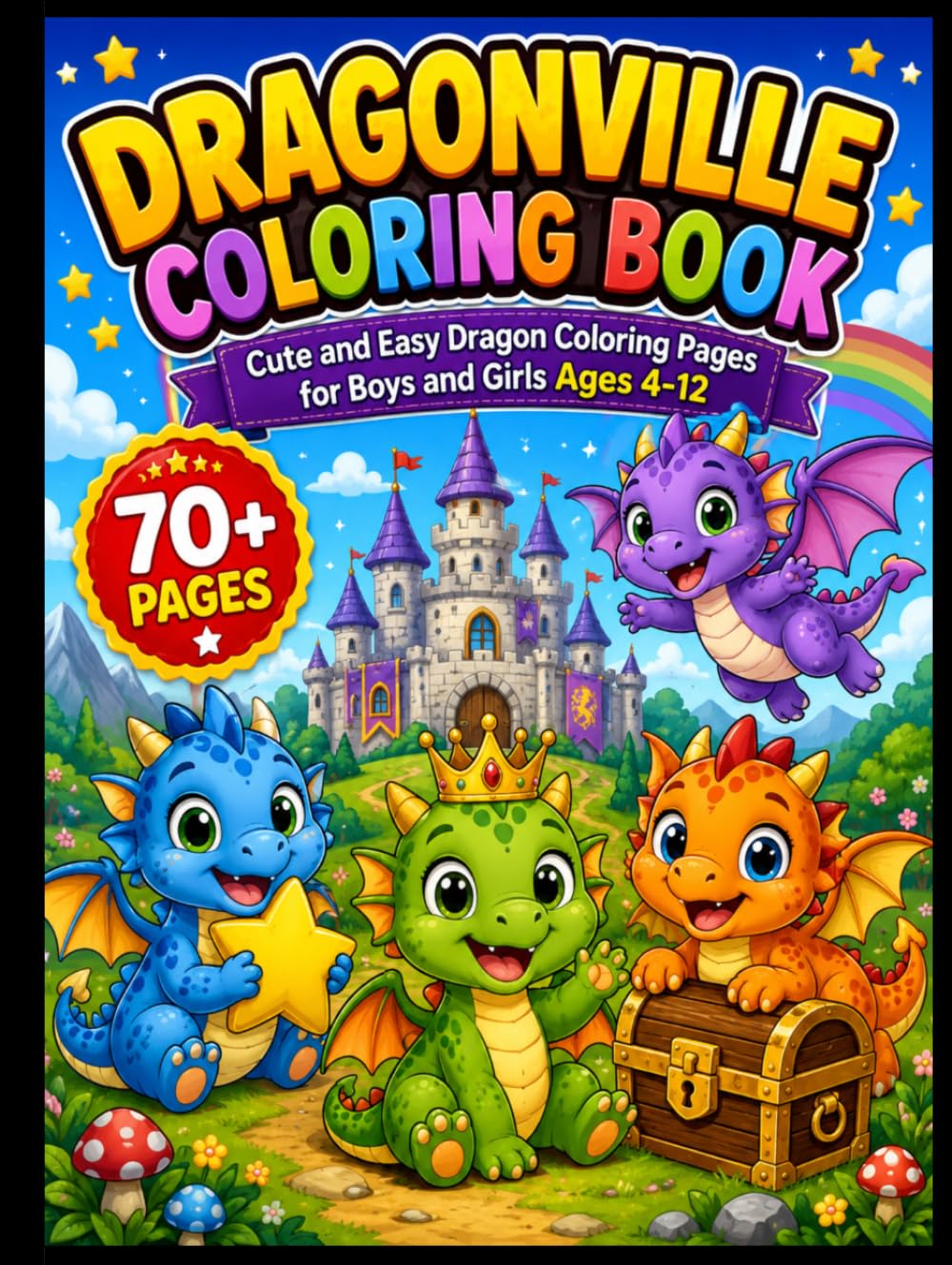 Dragonville Coloring Book: 70+ Cute and Easy Dragon Coloring Pages for Boys and Girls Ages 4-12, A Fun Coloring Adventure with Adorable Dragons