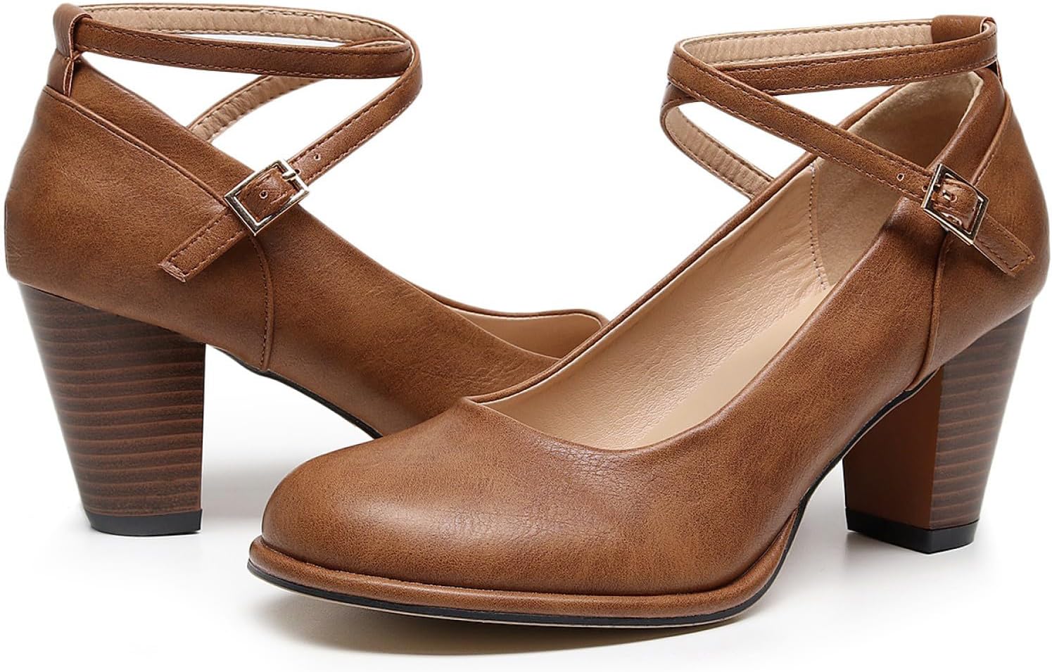 VenusCelia Women's X-Strap Pump Heeled Shoe