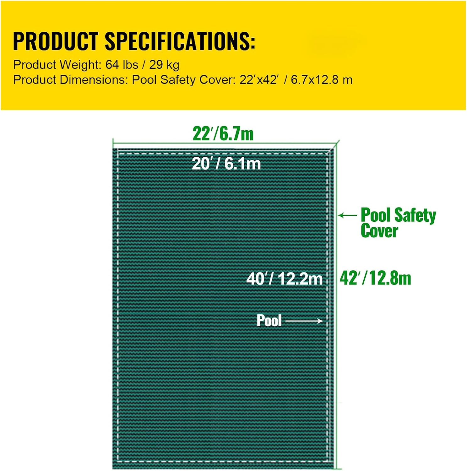 Inground Pool Safety Cover 20 x 40 ft Rectangle, Happybuy Green Mesh Winter Pool Cover, Triple-Stitched Reinforced, Abrasion-Resistant Safety Cover for Inground Pools