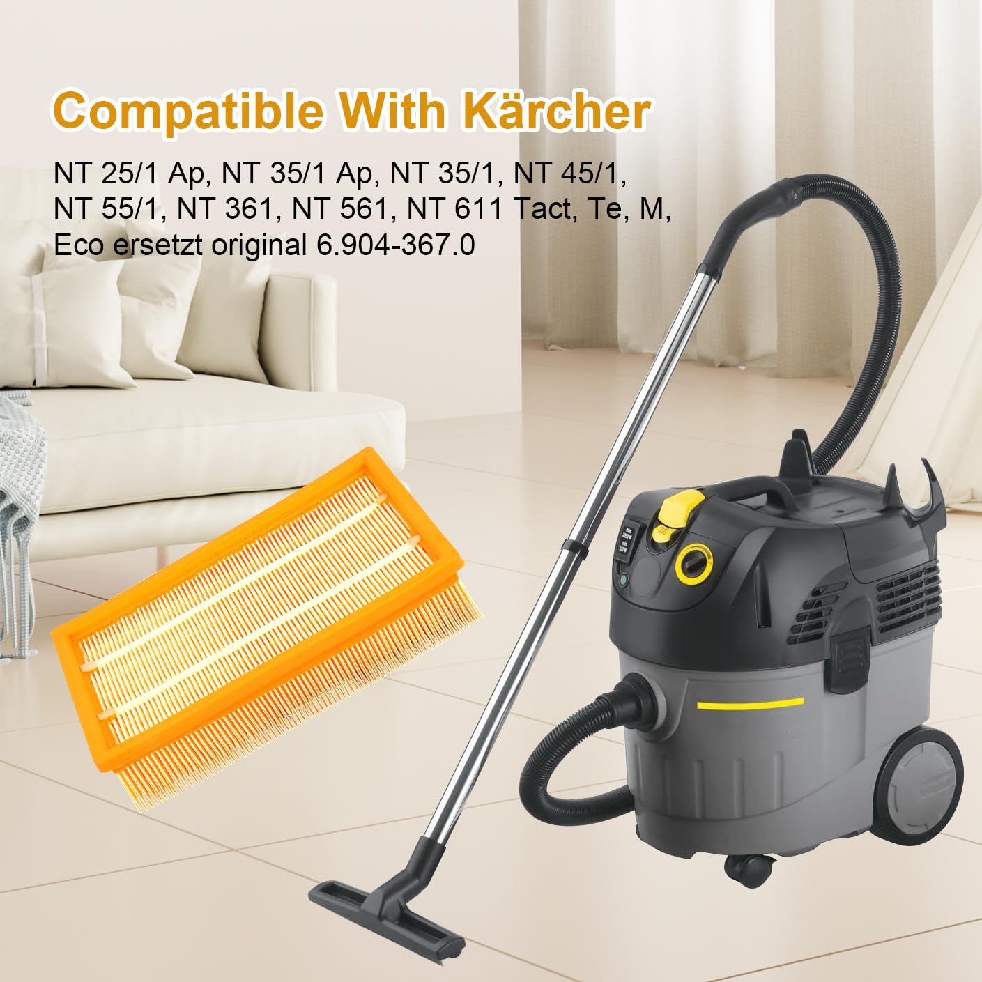 Kärcher - Filtro HEPA Para Aspiradoras En Seco Húmedo - Para Aspiradoras Karcher NT 25/1, NT 35/1 Y NT 45/1 En Seco