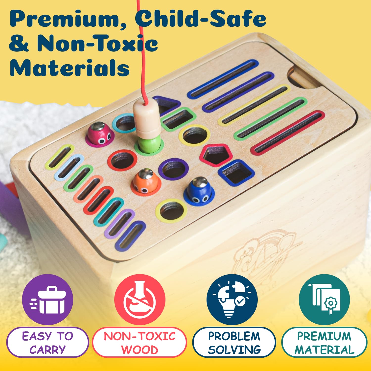 OAR Montessori-Aktivitätsspielzeug aus Holz für Kleinkinder – Multi-Fähigkeiten-Lernset mit Farbsortierung, Stapeln, Feinmotorikaktivitäten, kreatives, logisches und pädagogisches Geschenk für Jungen