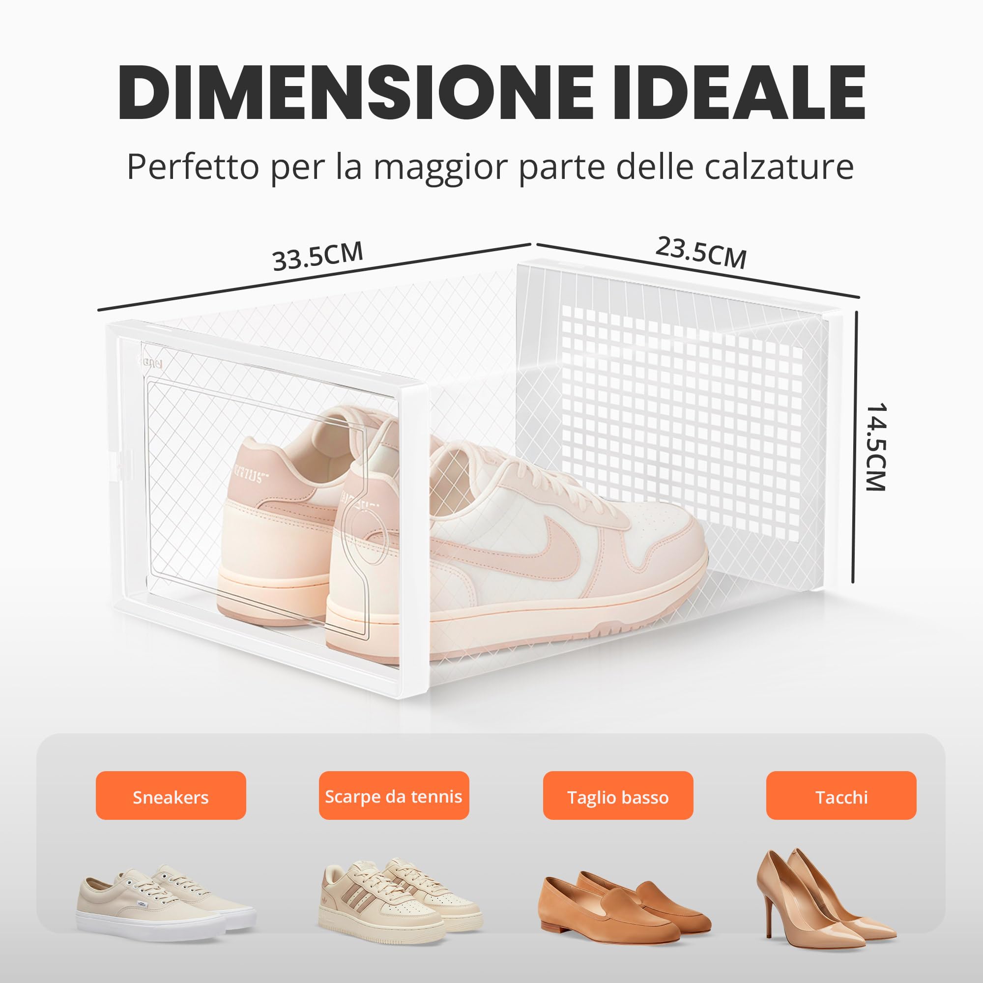 JUPPLIES | Scarpiera Modulare Trasparente Salvaspazio | Scatole per Scarpe Trasparenti Impilabili in Plastica | Organizer Scarpe da Armadio