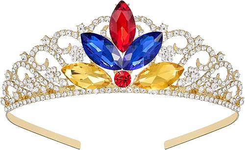 SWEETV Tiara de princesa para niñas pequeñas, corona de cumpleaños, diadema para niñas, diadema de cristal, accesorios para el cabello