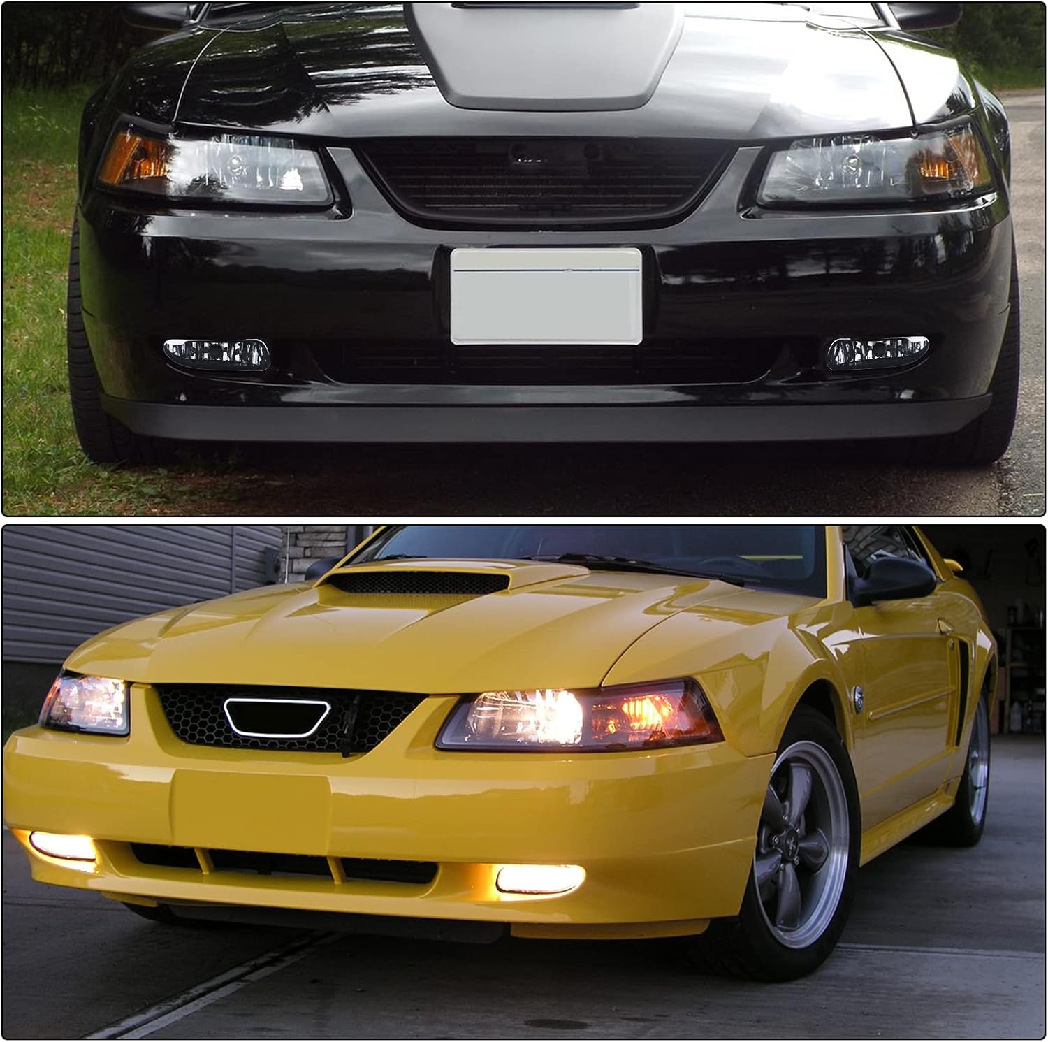 YITAMOTOR Fog Lights Compatible with Ford Mustang 1999 2000 2001 2002 2003 2004 (OE Style Smoke Lens with Bulbs)