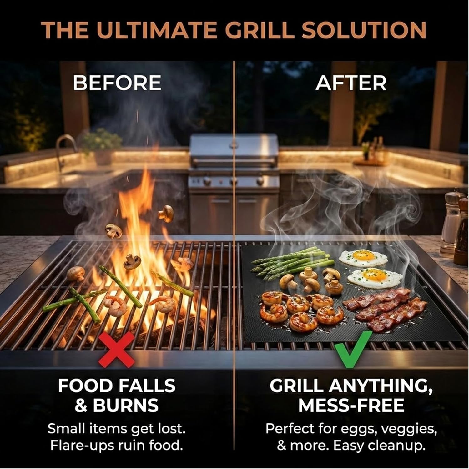 Grill Mats for Outdoor Grill (10 Pack) - Non Stick Reusable Grill Sheets & BBQ Accessories - Easy to Clean Cooking Liners for Gas, Charcoal, Electric - 15.75 x 13 Inch - Image 4