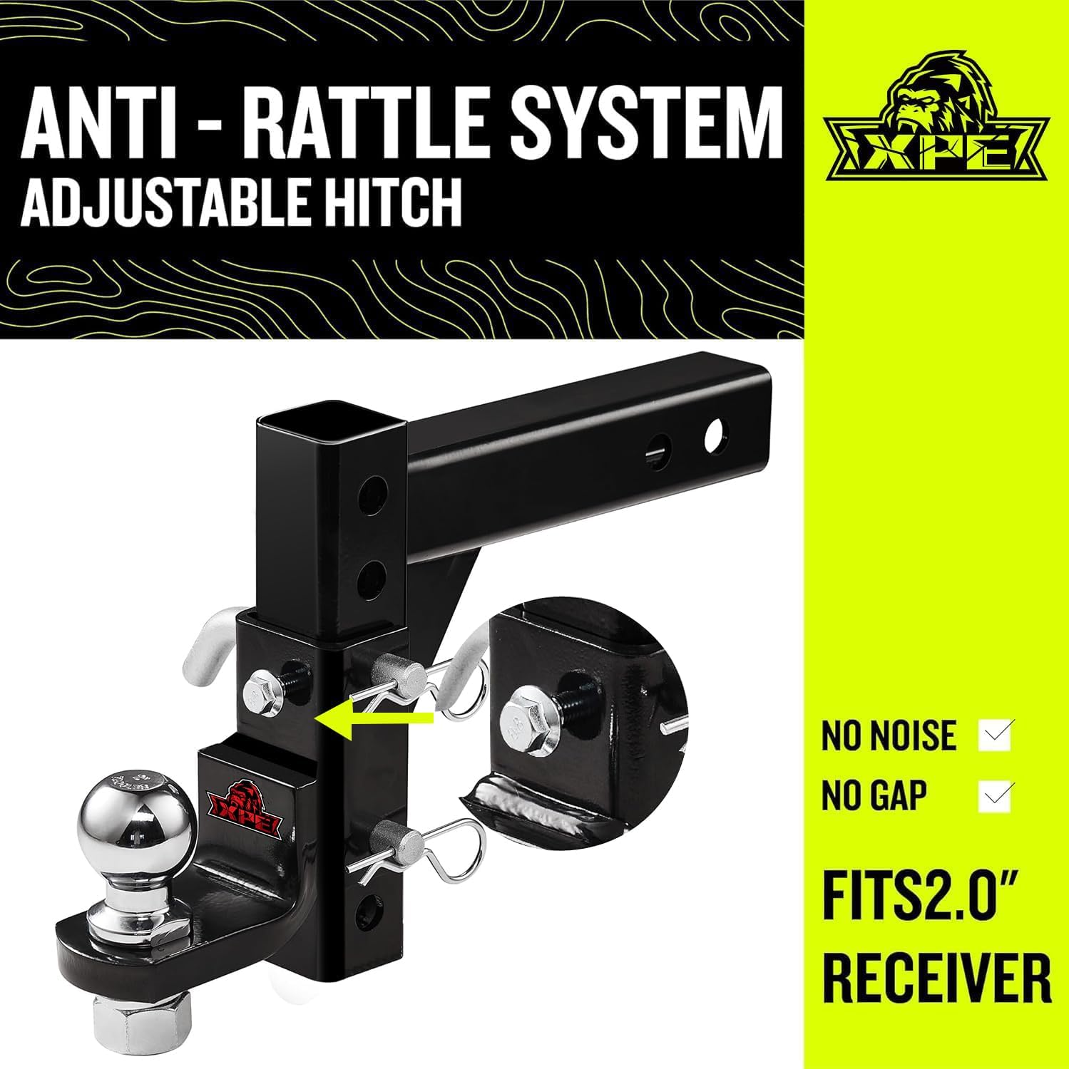 Adjustable Trailer Hitch Ball Mount Fits 2-Inch Receiver,2" Towing Ball 7500lbs,9-1/2" Drop/ 8-1/4" Rise Drop Hitch, Mount for Heavy Duty Truck, RV and Motorcycle Hook Ball Mounts