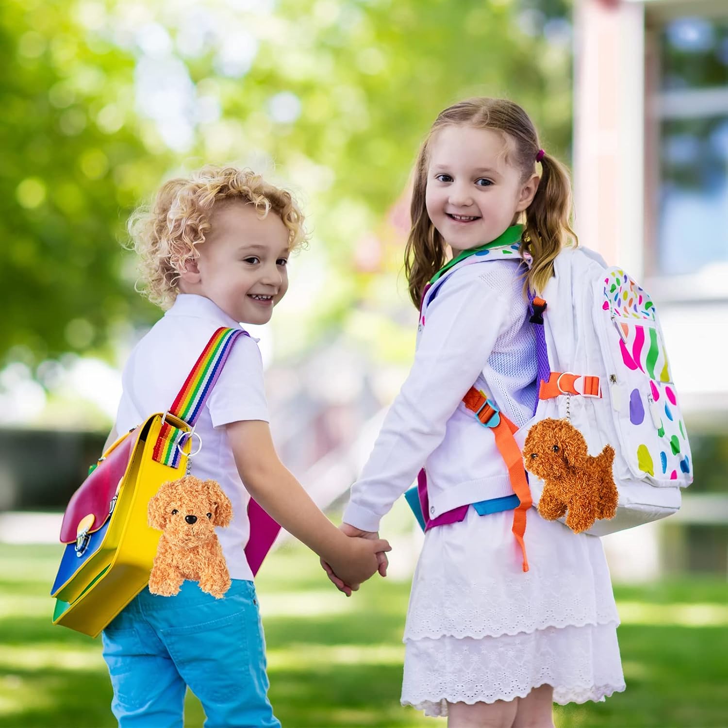 Skylety 12 Pcs 4.8 Inch Mini Plush Dogs Stuffed Puppy Dog with Keychain Adopt a Puppy Party Favors Cute Plush Dog Animal Bulk for Kids Birthday Party Valentines Gifts Carnival Prizes Easter Fillers