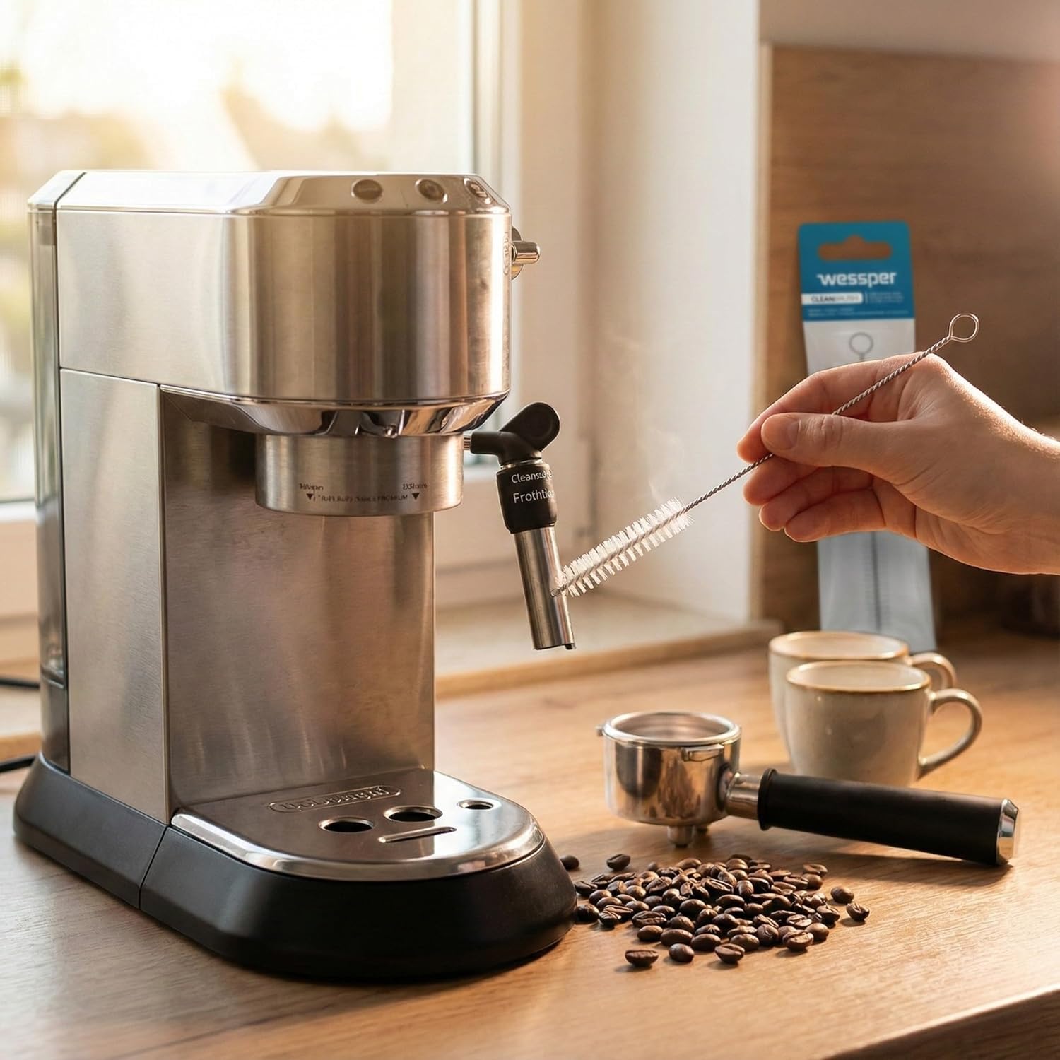 Aquafloow Filtre à eau compatible DeLonghi DLSC002 Détartrant EcoDecalk 500ml Kit entretien machine à café Magnifica S Evo Dinamica brosse nettoyage
