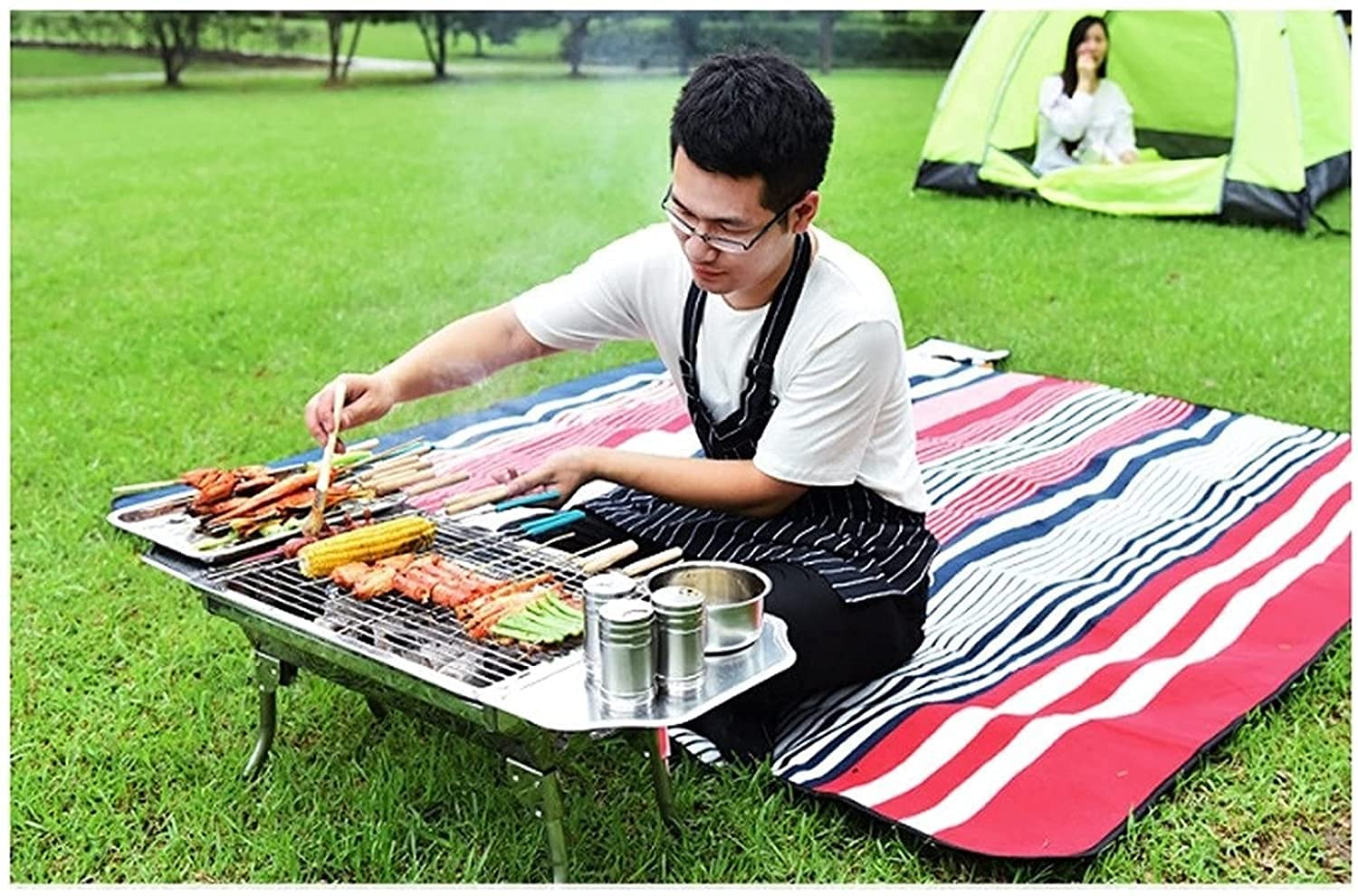 Grille Węglowe Przenośny Grill Grillowy Składany Grill Na Węgiel Drzewny Na Zewnątrz Camping Piesze Wycieczki Gotowanie Piknik Grill Na Węgiel