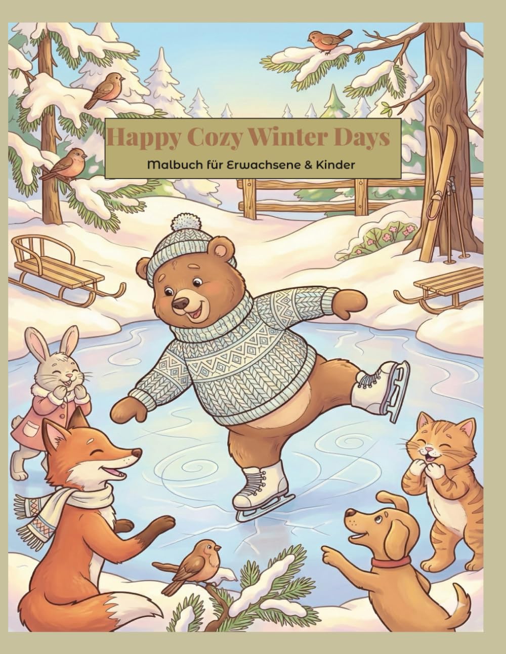 Happy Cozy Winter Days: Winter-Tiere Malbuch für Erwachsene & Kinder (Happy Cozy Days – Ausmalbuch Serie)