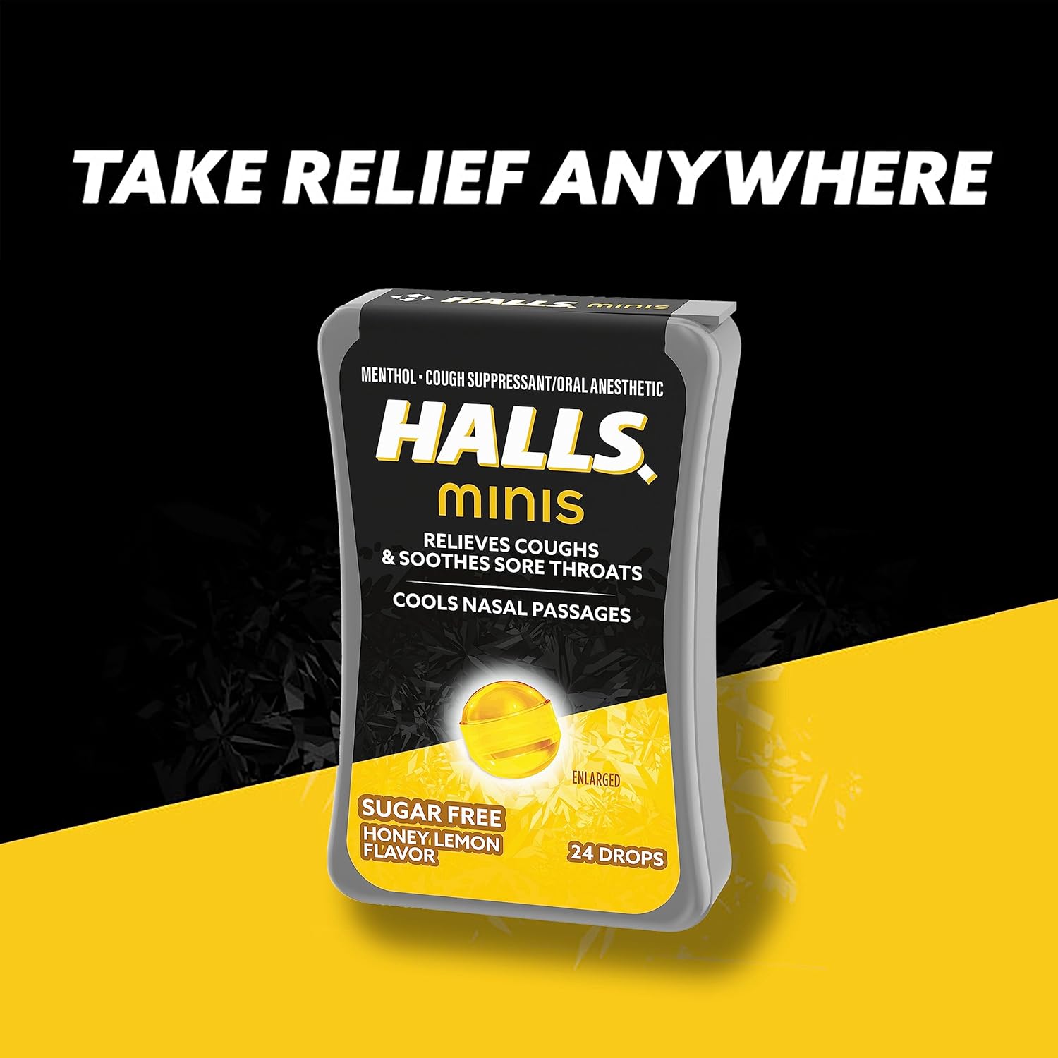 HALLS Minis Honey Lemon Flavor Sugar Free Cough Drops, 8 Packs of 24 Drops (192 Drops Total)