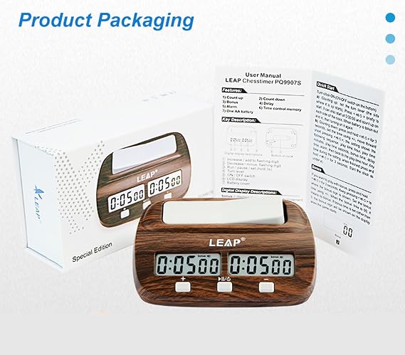 Chess Clock Digital Chess Timer with Delay and Bonus Professional for Board Games Timer Wood Grain Color