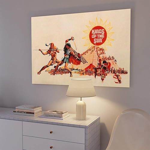 Miniatura 7 de SHUBIAO Póster retro de película antigua de Kings of The Sun, 2 lienzos, decoración de pared, pinturas para decoración de sala de estar, dormitorio,