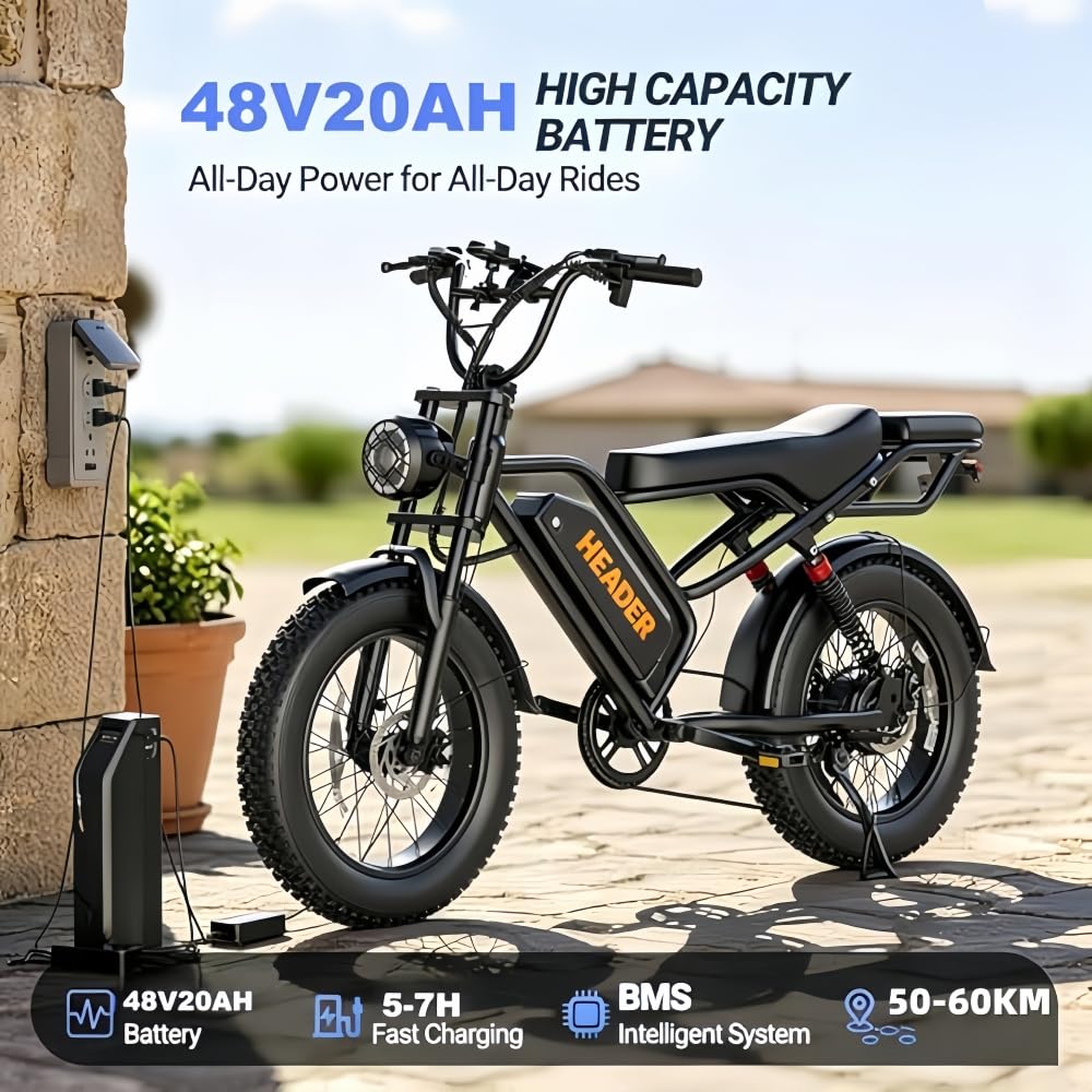 BK20, bicicletta elettrica per adulti, 48 V 20 Ah, conforme alle norme CE e EN 15194, autonomia 60-100 km, bicicletta elettrica da 20 pollici, doppia sospensione, doppio freno a disco
