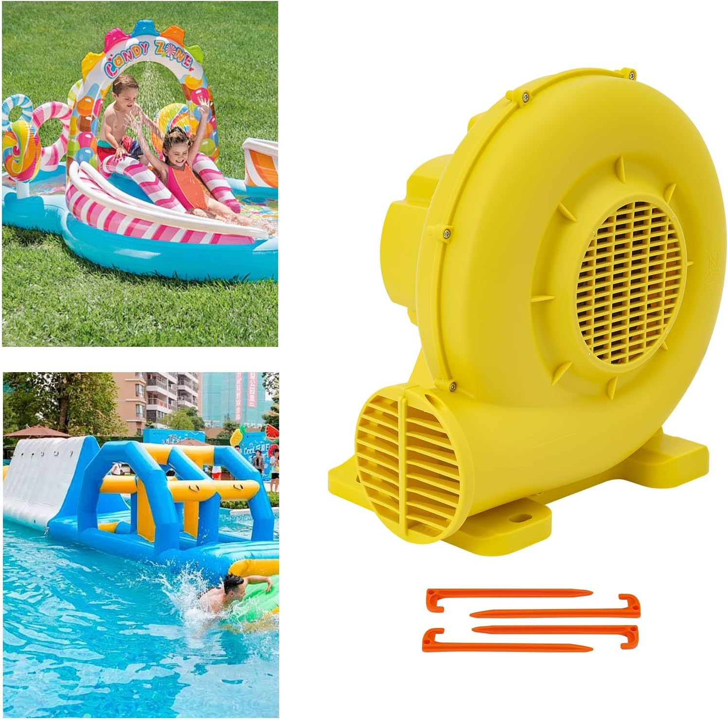 950W Inflatable Bouncer Blower High Power Air Pump 3400RPM 2300Pa Pressure Low Noise AC Motor for Bounce Houses Slides Tents Commercial Use