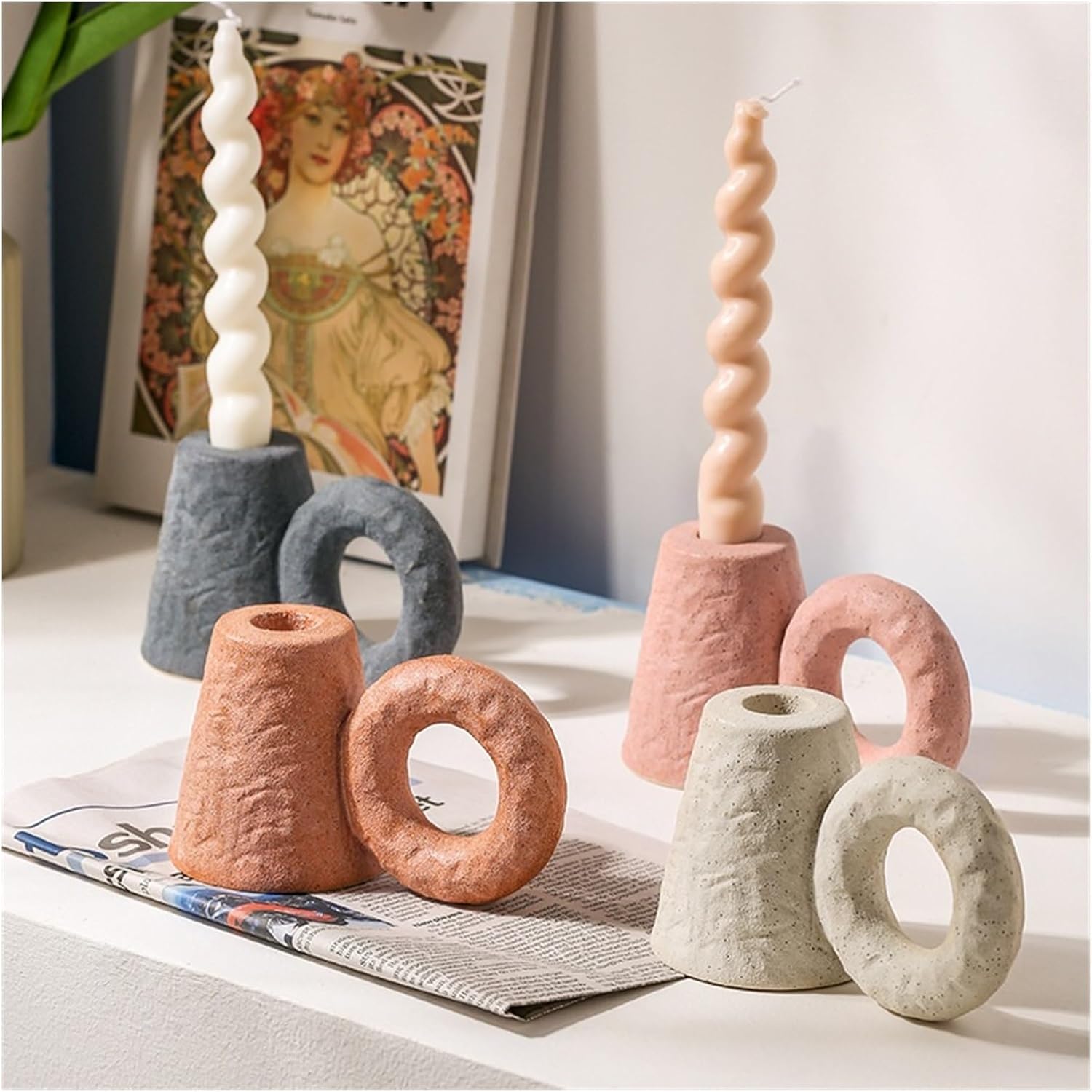 Candle Holder Stand Colorful Ceramic Candle Holder for Home Wedding Bar Party Decoration Candlestick Table Candlestick Photographic Props Candlestick Holders (Oranje Talla ?nica) (Oranje Talla ?nica)
