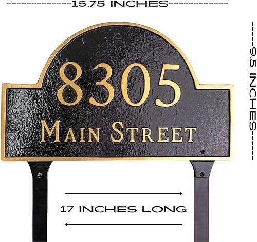 Miniatura 5 de Montague Metal Products - Placa de césped personalizada con dirección de dos líneas Arch Serif Economy - Placa para exteriores con dos estacas de