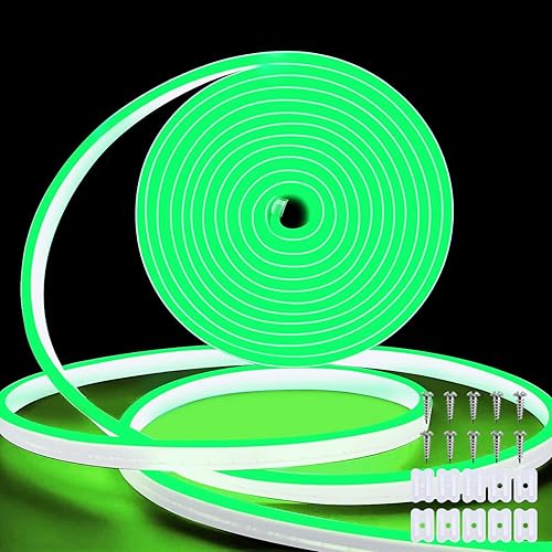 OUEVA Tira de luces LED de neón de 16.4 pies, tira de luz de neón de 12 V, de silicona, impermeable, flexible, para dormitorio, cocina, fiesta,
